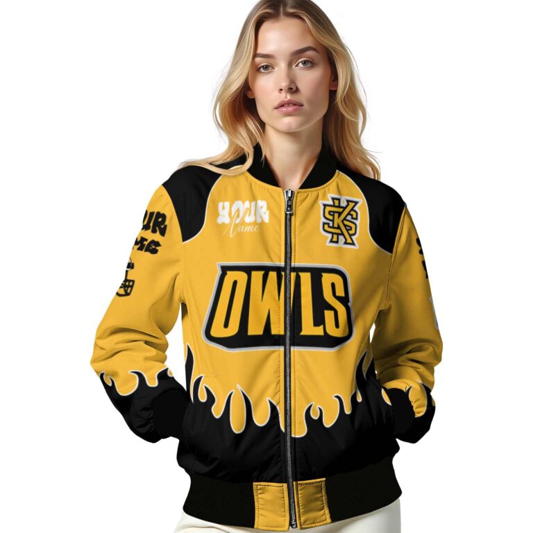 custom kennesaw state owls fire graphic gold jacket latest model