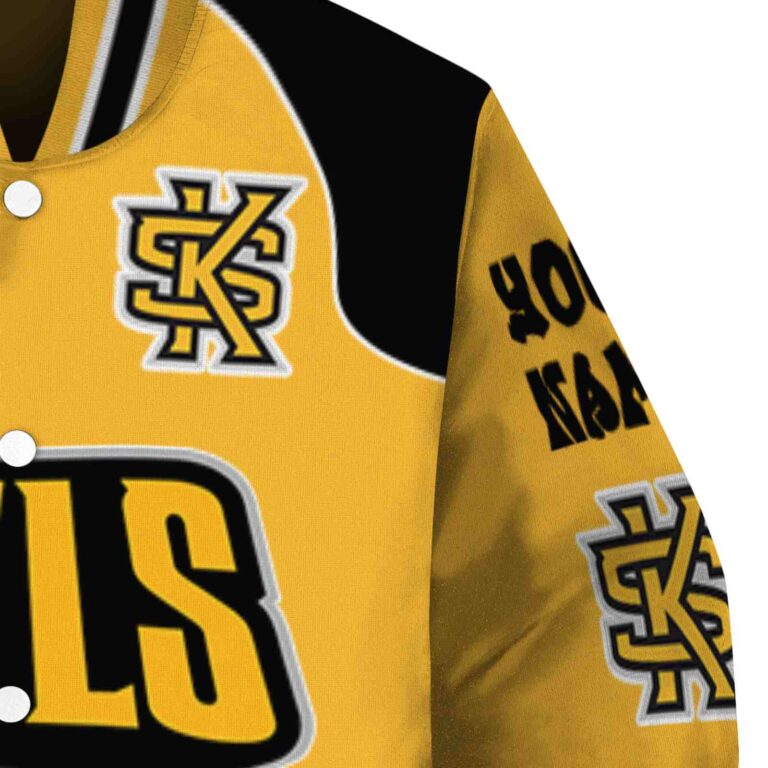 custom kennesaw state owls fire graphic gold jacket premium grade