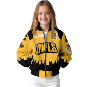 custom kennesaw state owls fire graphic gold jacket top rated