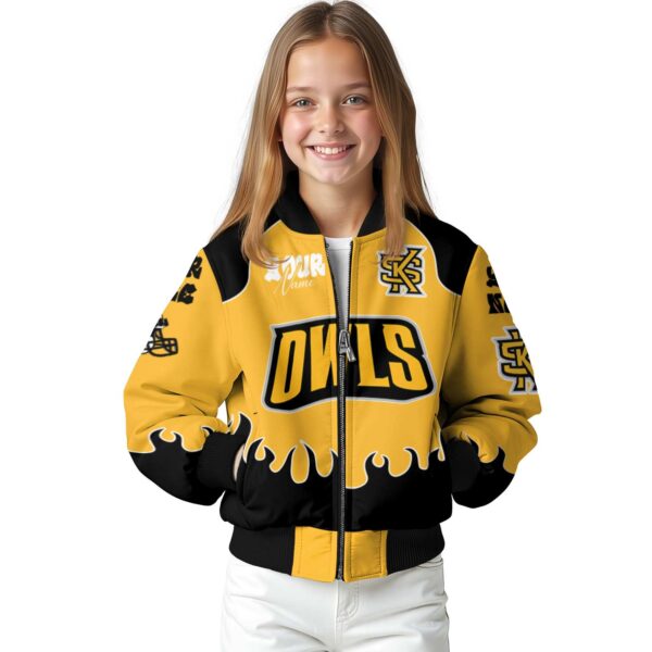 custom kennesaw state owls fire graphic gold jacket top rated