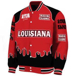 custom louisiana ragin cajuns fire graphic red jacket best selling