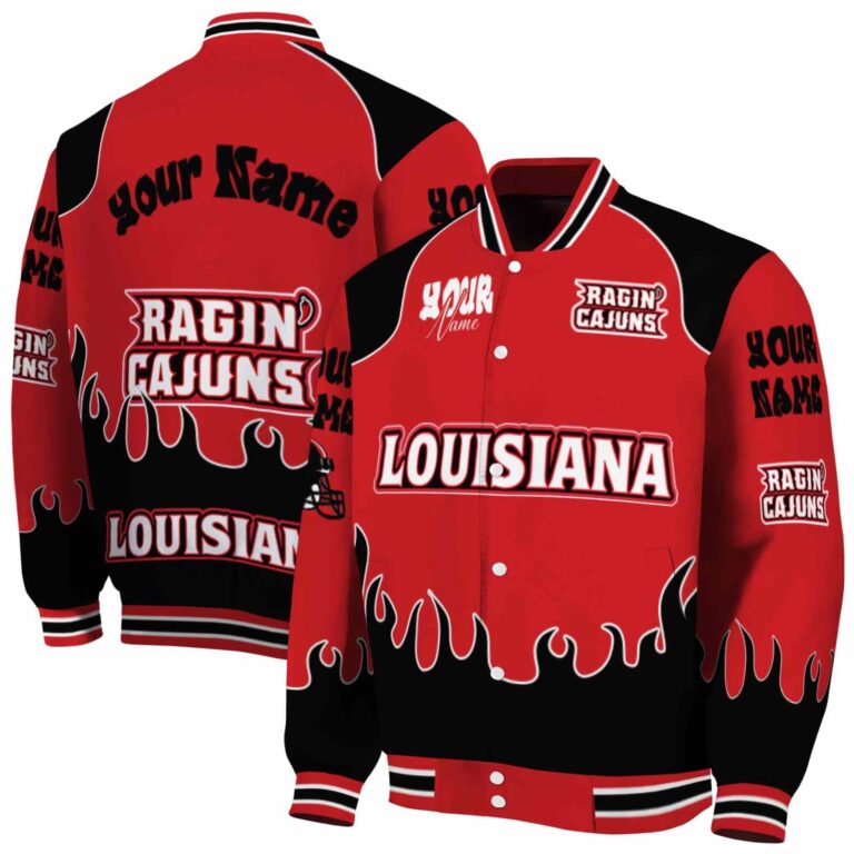 custom louisiana ragin cajuns fire graphic red jacket fashion forward