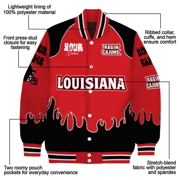 custom louisiana ragin cajuns fire graphic red jacket new arrival