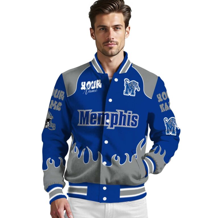 custom memphis tigers fire graphic blue jacket high quality