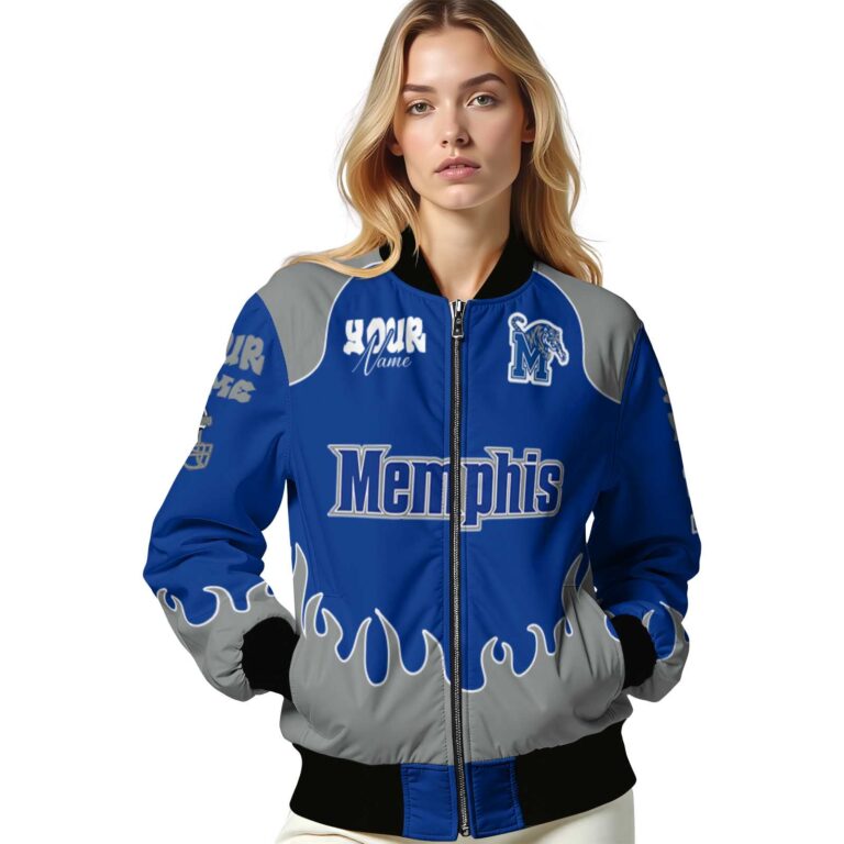 custom memphis tigers fire graphic blue jacket latest model