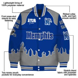 custom memphis tigers fire graphic blue jacket new arrival