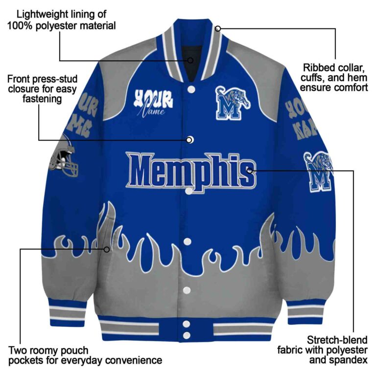 custom memphis tigers fire graphic blue jacket new arrival