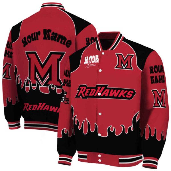 custom miami redhawks fire graphic red jacket fashion forward