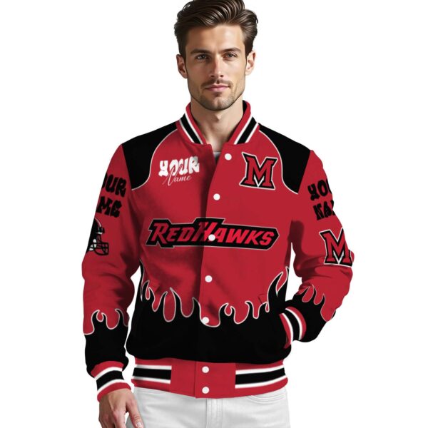 custom miami redhawks fire graphic red jacket high quality