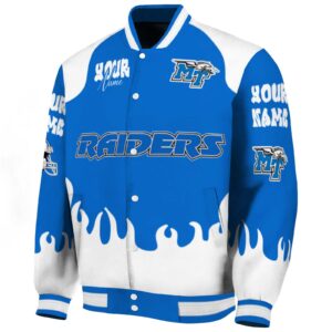 custom middle tennessee blue raiders fire graphic blue jacket best selling