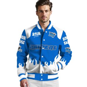 custom middle tennessee blue raiders fire graphic blue jacket high quality