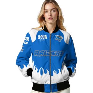 custom middle tennessee blue raiders fire graphic blue jacket latest model