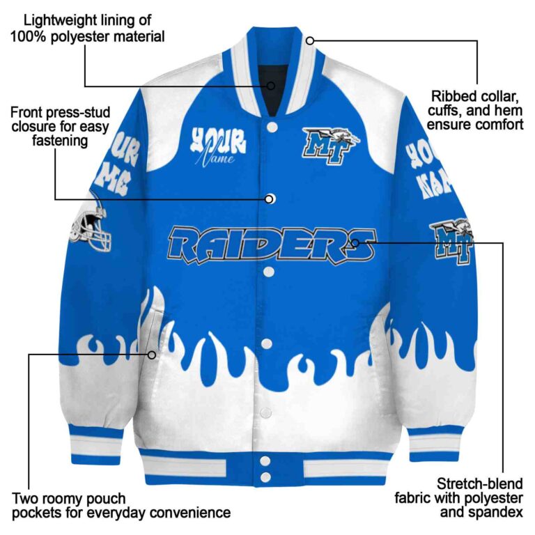 custom middle tennessee blue raiders fire graphic blue jacket new arrival