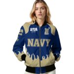 custom navy midshipmen fire graphic blue jacket best selling