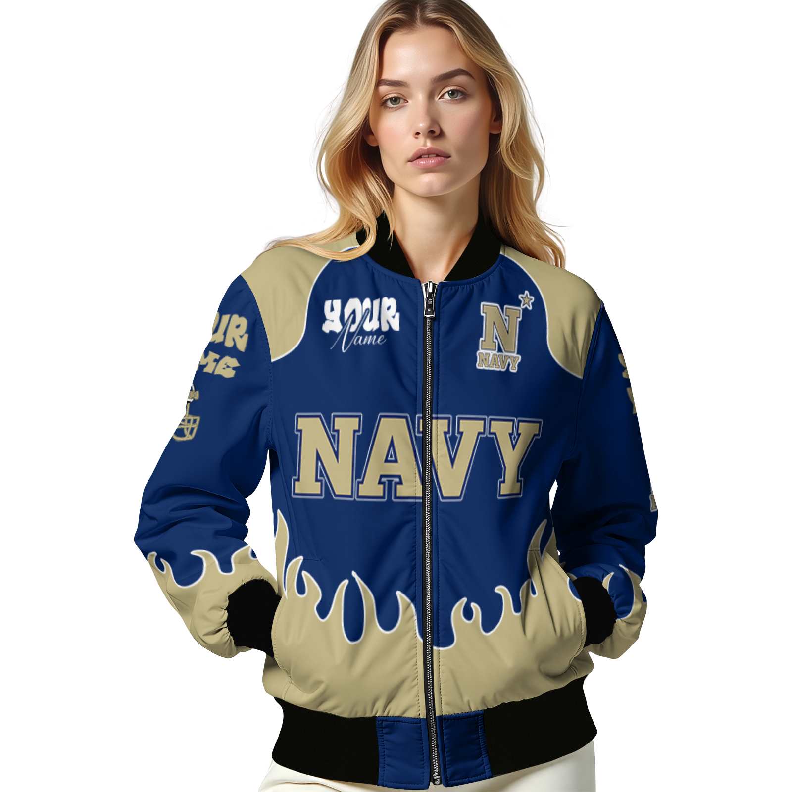 custom navy midshipmen fire graphic blue jacket latest model custom navy midshipmen fire graphic blue jacket latest model