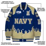 custom navy midshipmen fire graphic blue jacket best selling