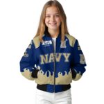 custom navy midshipmen fire graphic blue jacket best selling