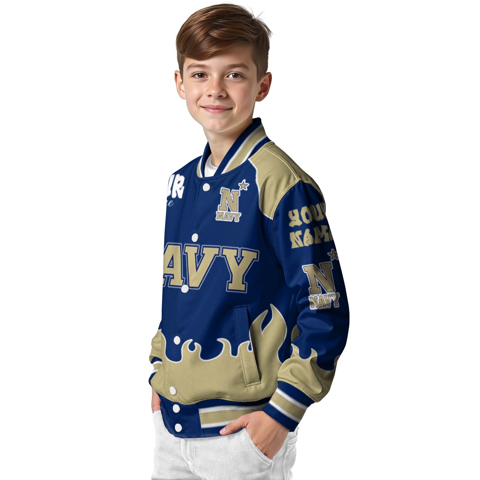 custom navy midshipmen fire graphic blue jacket trendy custom navy midshipmen fire graphic blue jacket trendy