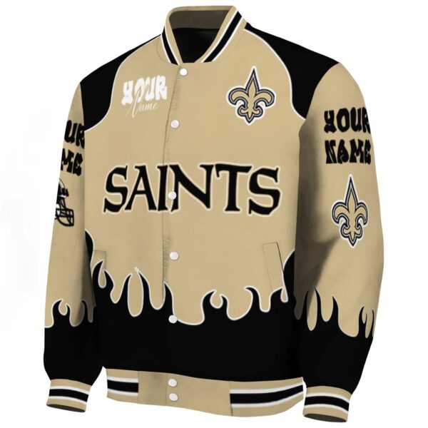 custom new orleans saints fire graphic gold jacket best selling