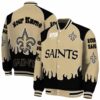 custom new orleans saints fire graphic gold jacket fashion forward