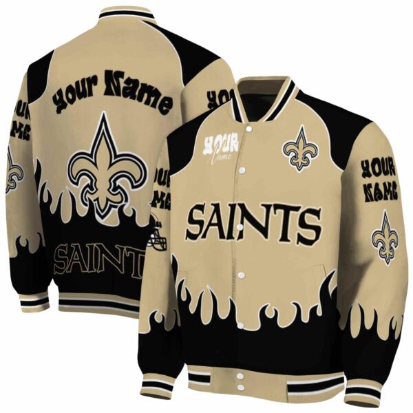 custom new orleans saints fire graphic gold jacket fashion forward