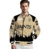 custom new orleans saints fire graphic gold jacket high quality