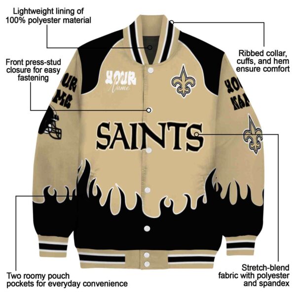 custom new orleans saints fire graphic gold jacket new arrival