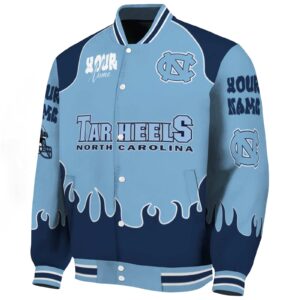 custom north carolina tar heels fire graphic light blue jacket best selling
