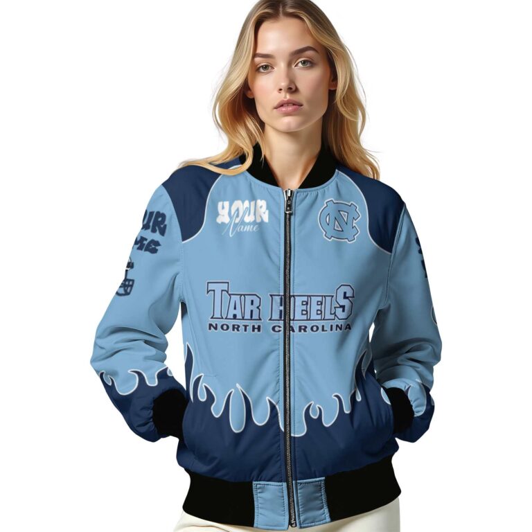 custom north carolina tar heels fire graphic light blue jacket latest model