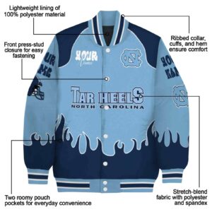 custom north carolina tar heels fire graphic light blue jacket new arrival