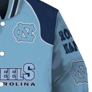 custom north carolina tar heels fire graphic light blue jacket premium grade