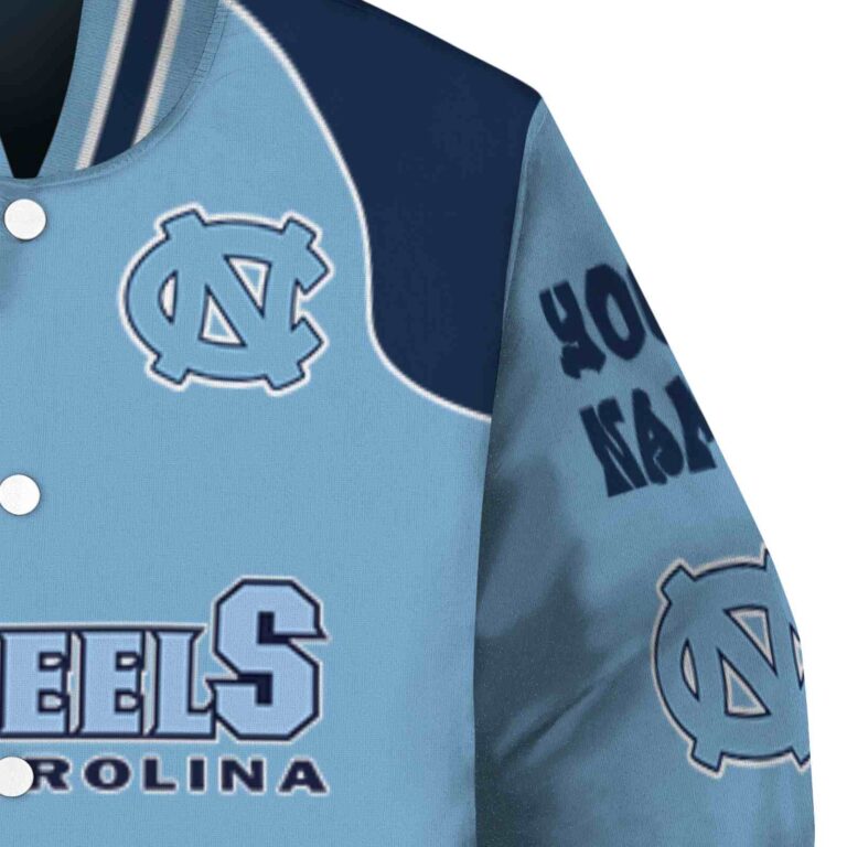 custom north carolina tar heels fire graphic light blue jacket premium grade