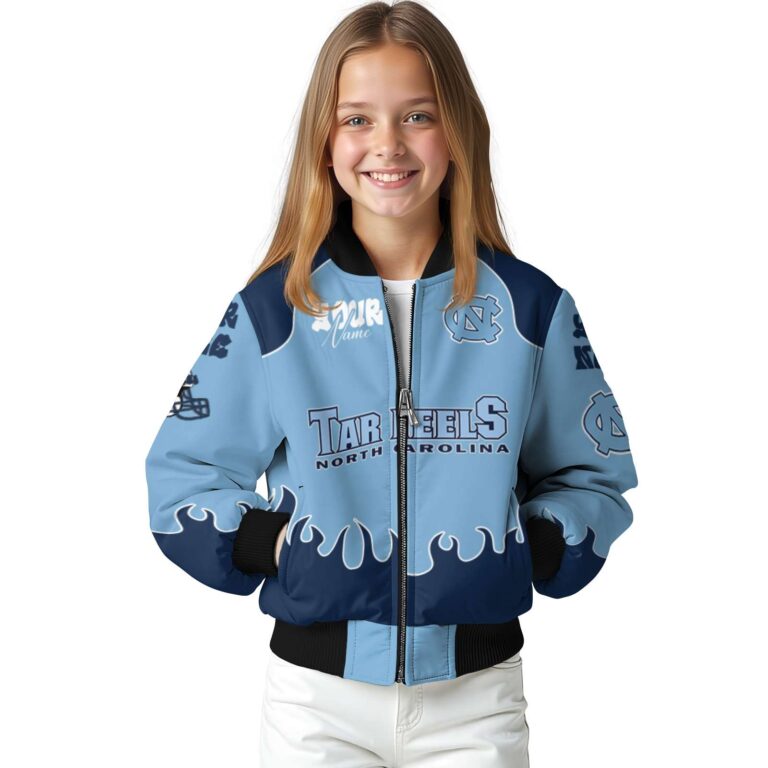 custom north carolina tar heels fire graphic light blue jacket top rated