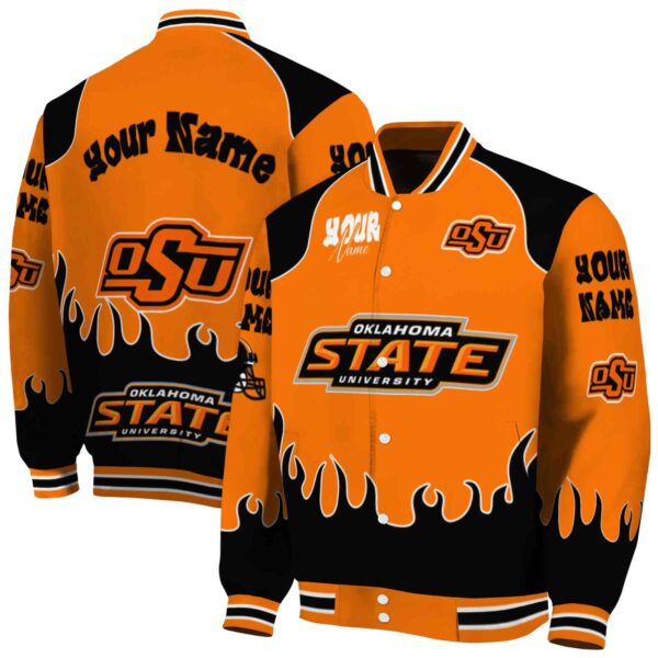 custom oklahoma state cowboys fire graphic orange jacket fashion forward