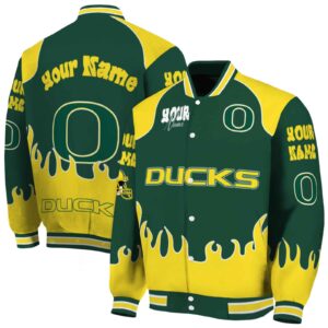 custom oregon ducks fire graphic green jacket fashion forward