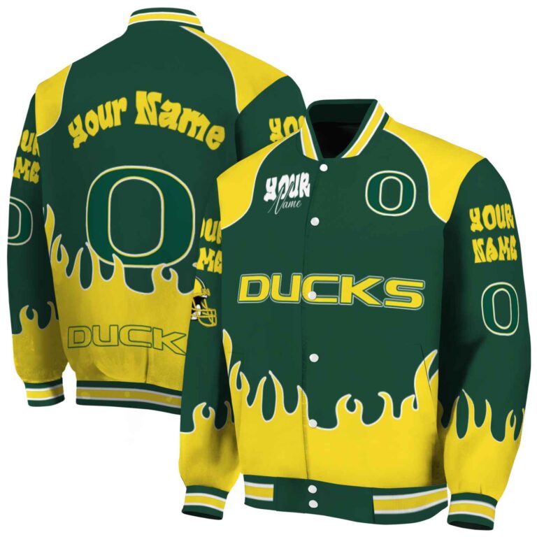 custom oregon ducks fire graphic green jacket fashion forward