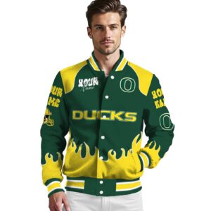 custom oregon ducks fire graphic green jacket high quality