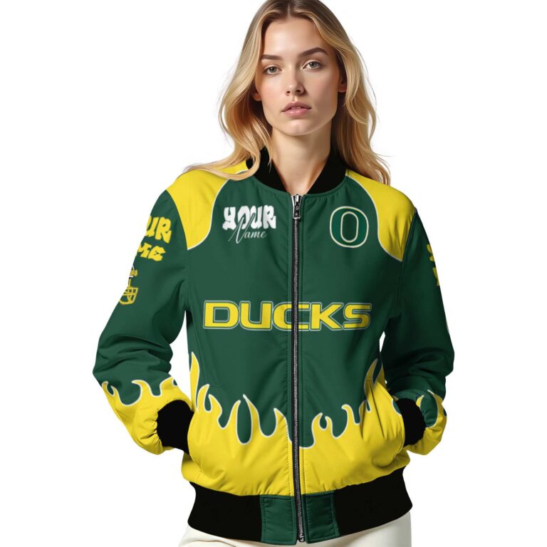 custom oregon ducks fire graphic green jacket latest model