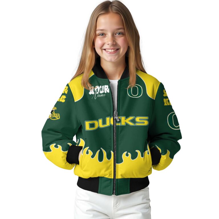 custom oregon ducks fire graphic green jacket top rated