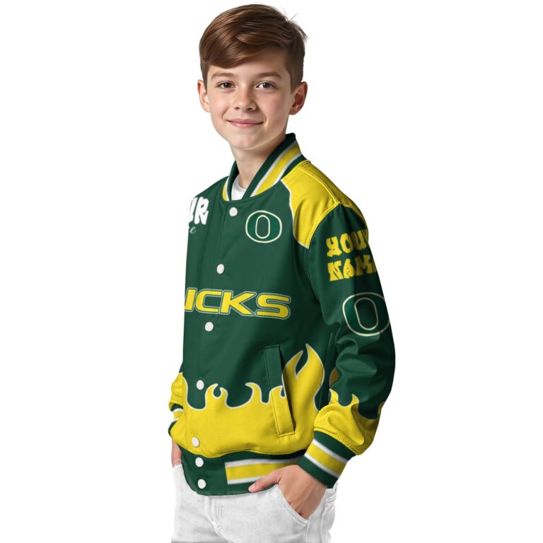custom oregon ducks fire graphic green jacket trendy