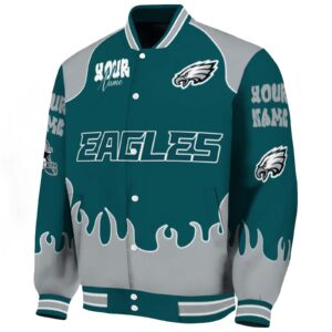 custom philadelphia eagles fire graphic green jacket best selling