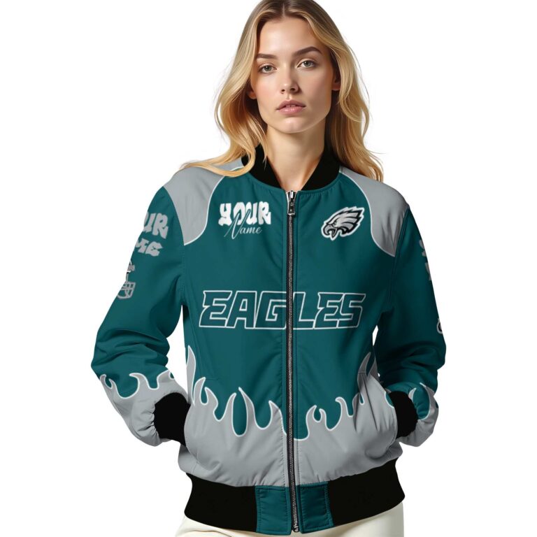 custom philadelphia eagles fire graphic green jacket latest model