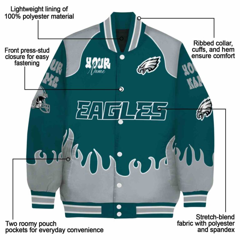 custom philadelphia eagles fire graphic green jacket new arrival