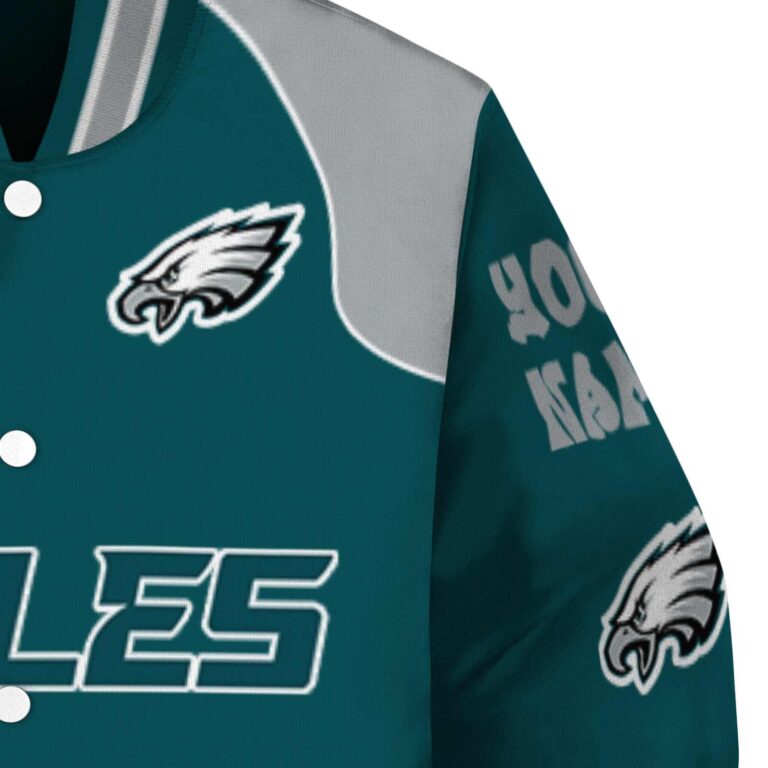 custom philadelphia eagles fire graphic green jacket premium grade