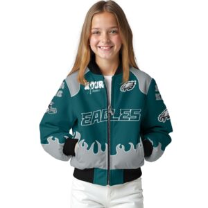 custom philadelphia eagles fire graphic green jacket top rated