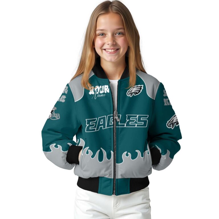 custom philadelphia eagles fire graphic green jacket top rated
