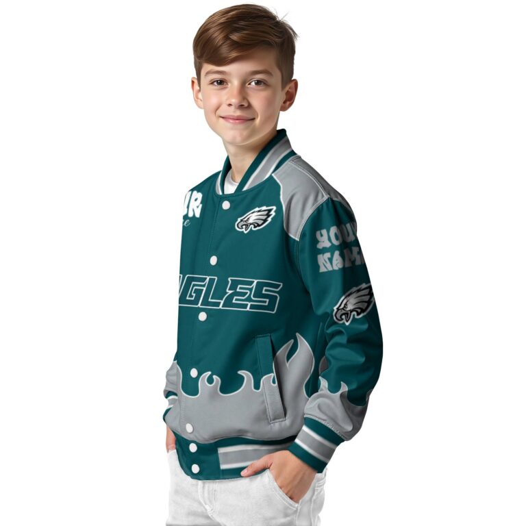 custom philadelphia eagles fire graphic green jacket trendy
