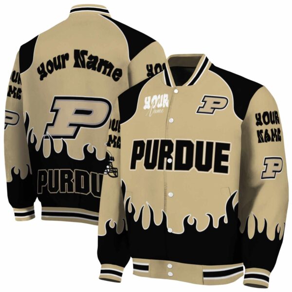 custom purdue boilermakers fire graphic gold jacket fashion forward
