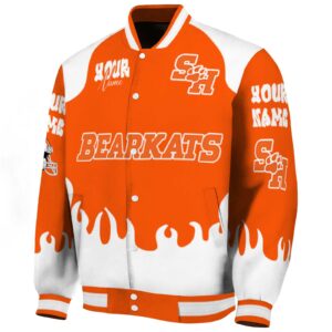 custom sam houston bearkats fire graphic orange jacket best selling