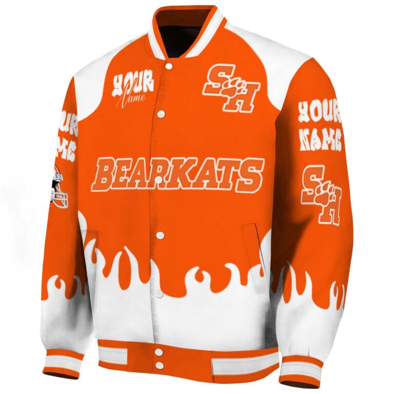 custom sam houston bearkats fire graphic orange jacket best selling